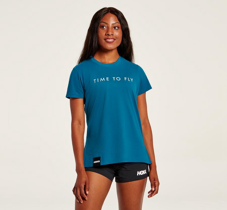 Camisa Hoka One One Feminino Azuis - Brand - 925-YVXFPZ